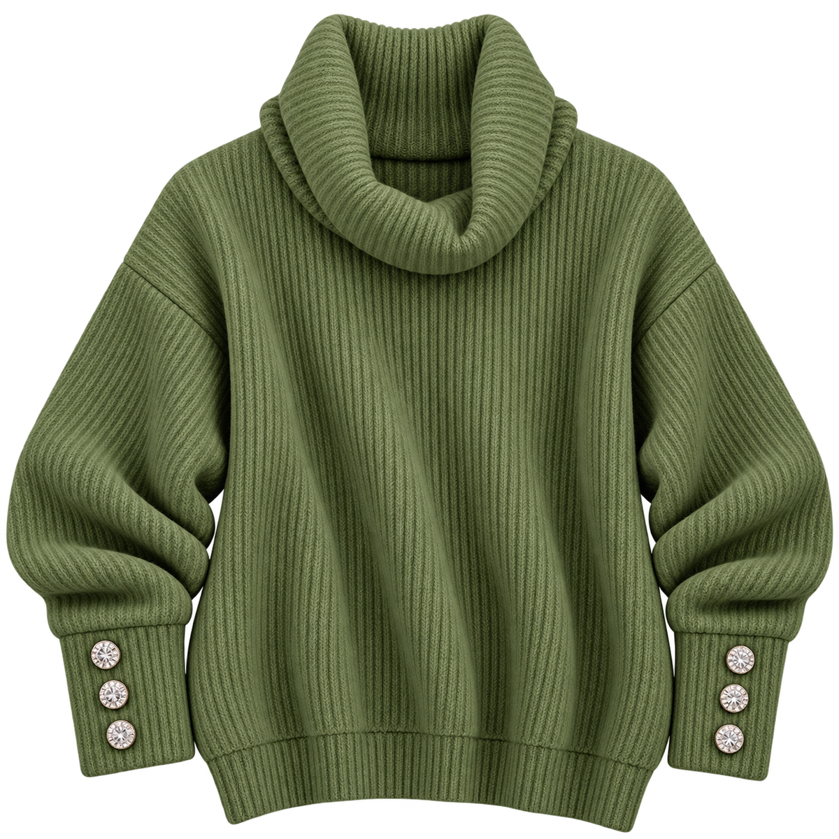 Jersey de punto fino para mujer con cuello alto y detalles de botones