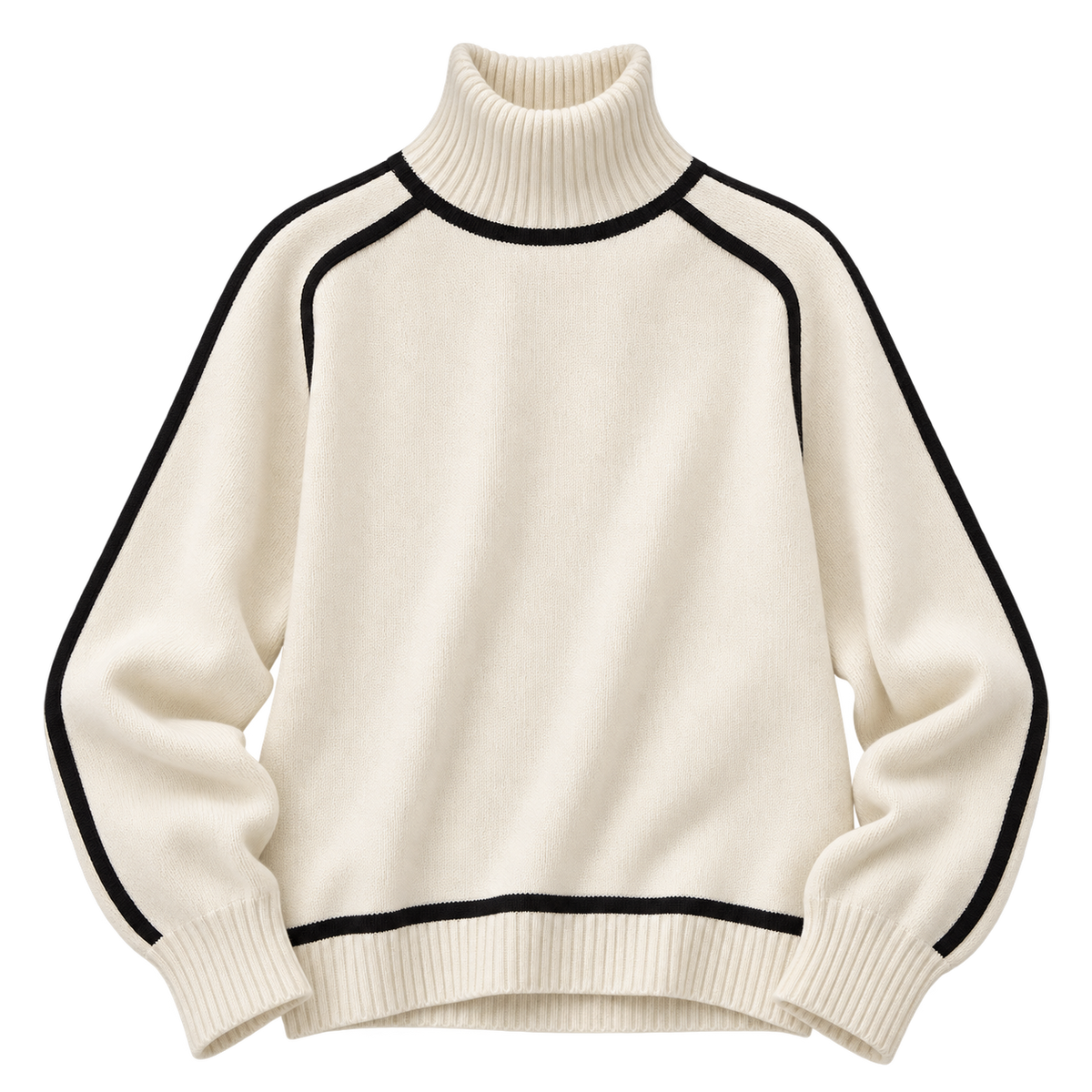 Jersey de cuello alto para mujer con bordes en contraste