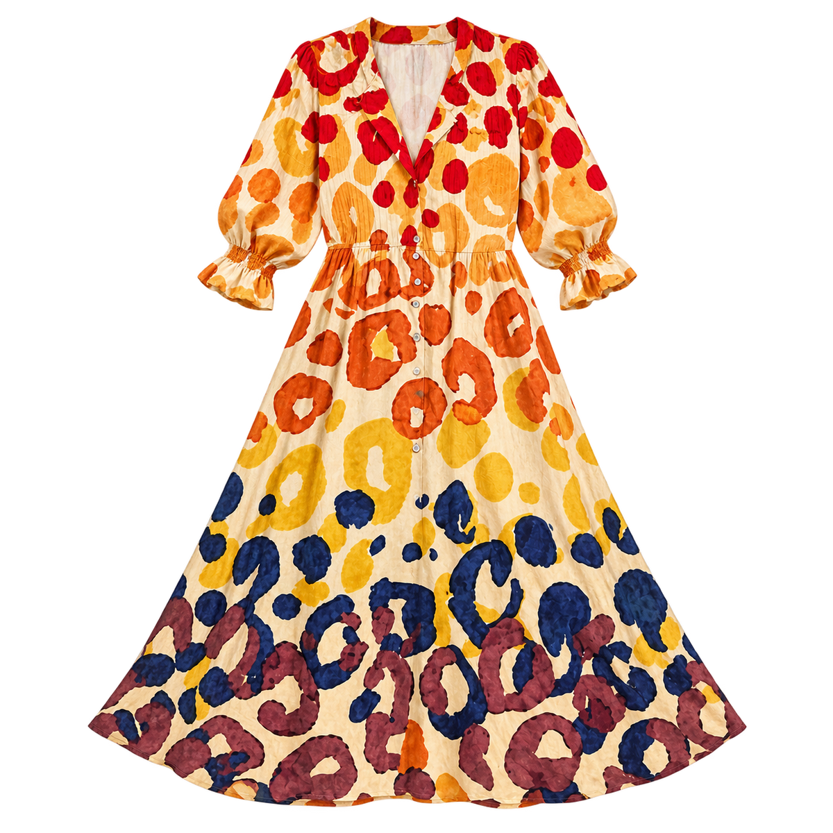 Vestido largo para mujer con escote en V y estampado de flores