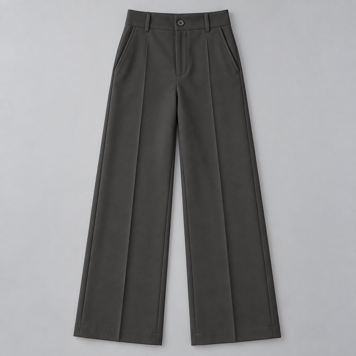 Pantalón de Talle Alto y Corte Recto | Cinturilla Elástica y Pliegues Delanteros | Estilo Versátil para Oficina y Fin de Semana
