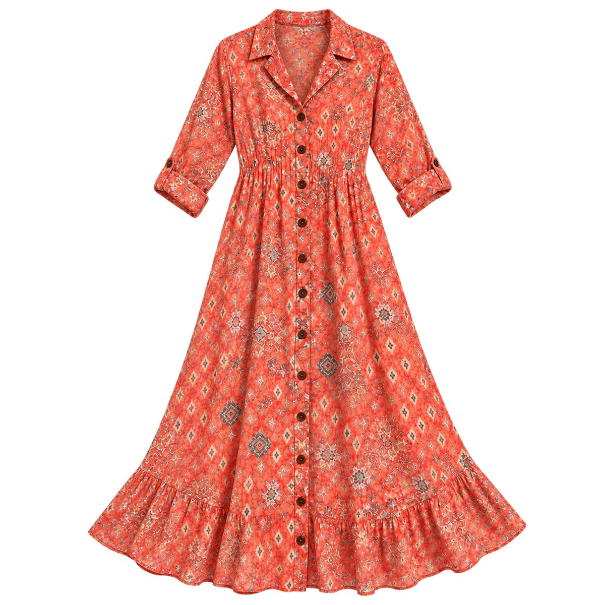 Vestido largo para mujer con escote en V y estampado de flores