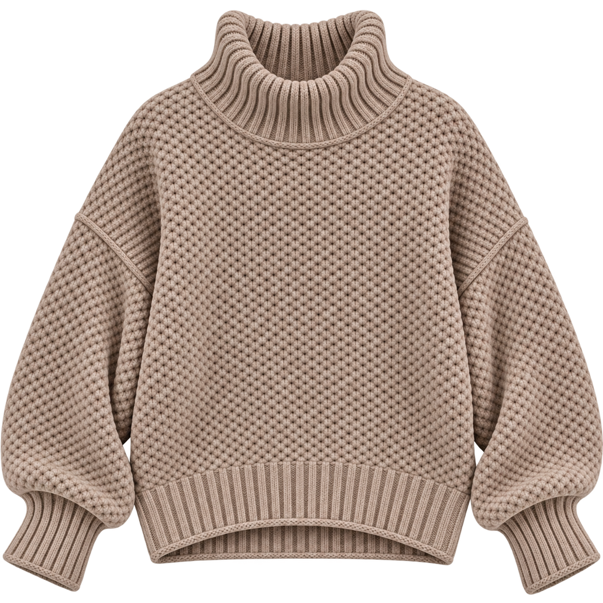 Suéter de punto de felpa para mujer con cuello alto y corte amplio