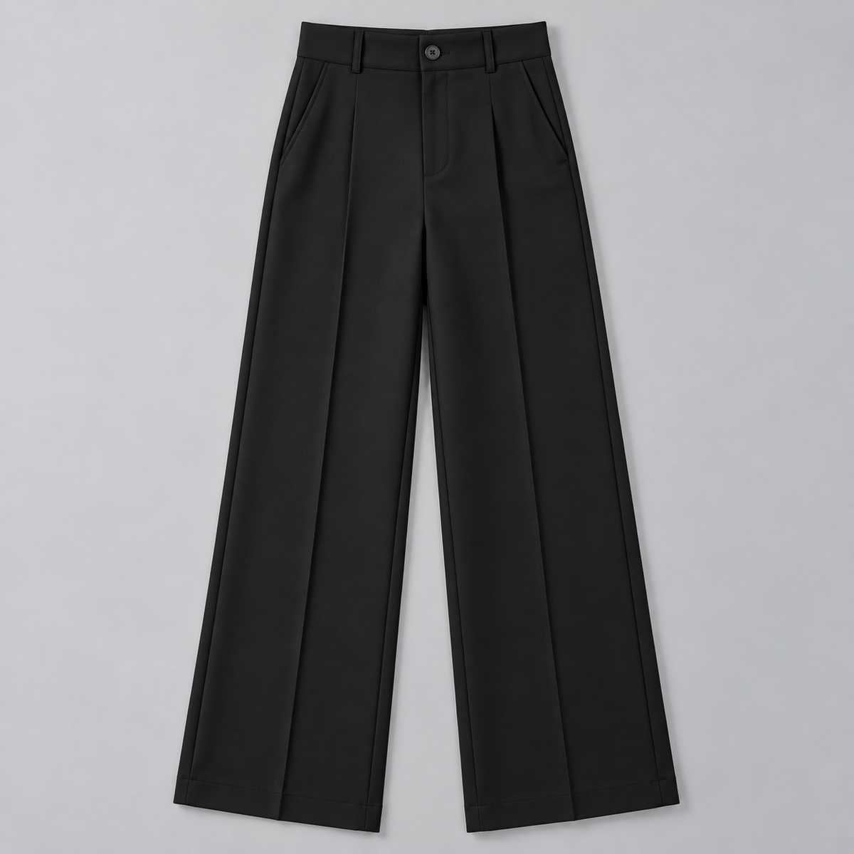Pantalón de Talle Alto y Corte Recto | Cinturilla Elástica y Pliegues Delanteros | Estilo Versátil para Oficina y Fin de Semana
