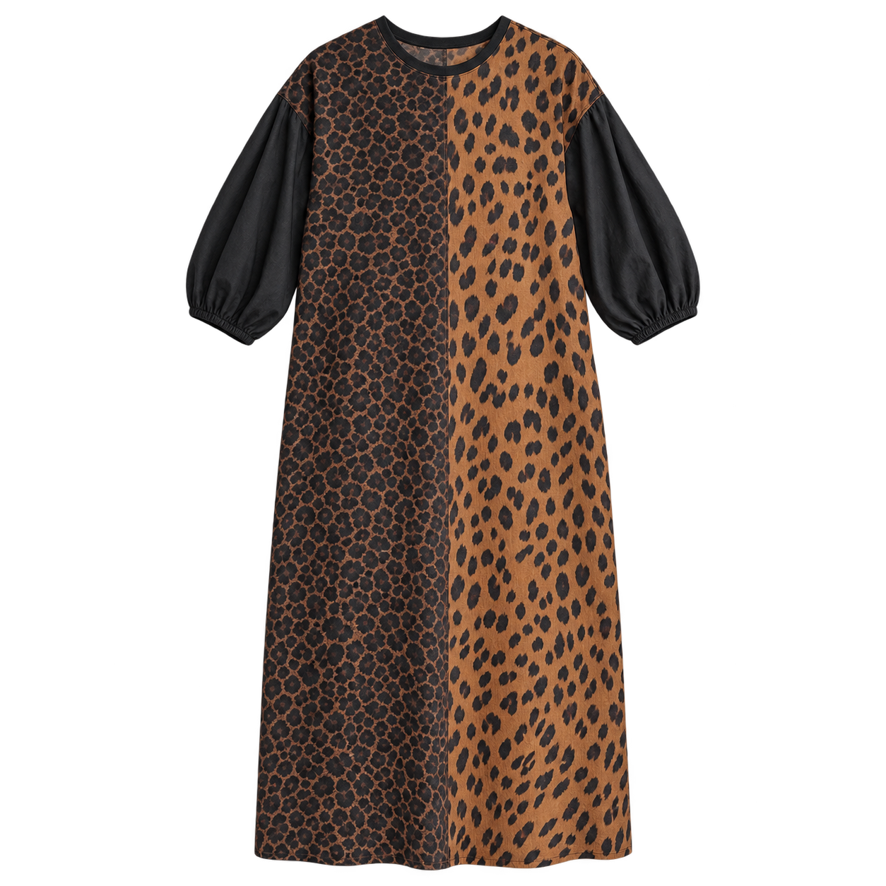 Vestido de mujer con estampado de leopardo y mangas abullonadas