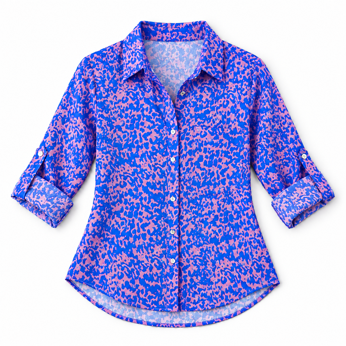 Blusa de Satén para Mujer con Estampado Geométrico | Corte Regular | Abotonada, Manga Larga, Resistente a Arrugas | Ropa de Trabajo, Ropa de Noche