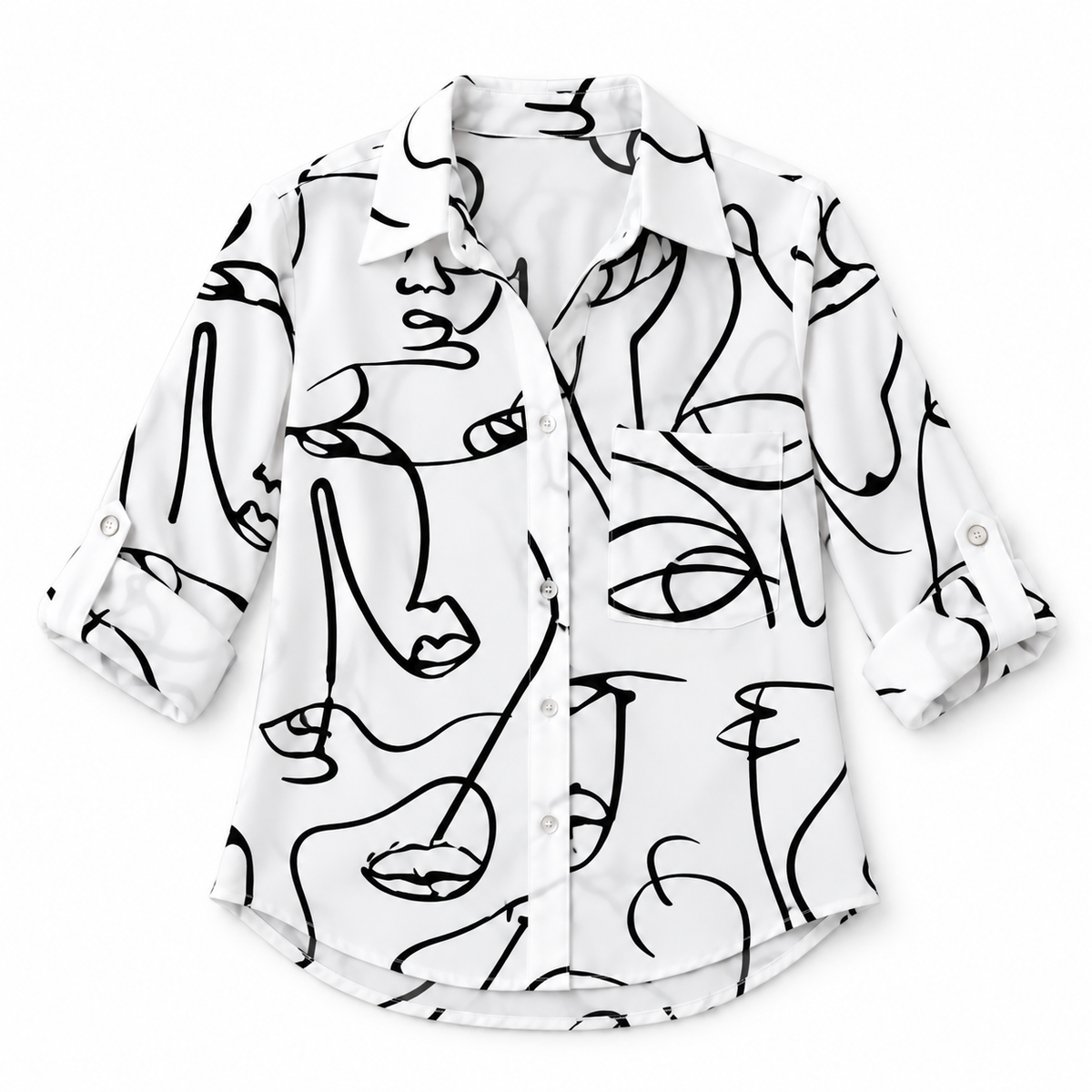 Blusa de Satén para Mujer con Estampado Geométrico | Corte Regular | Abotonada, Manga Larga, Resistente a Arrugas | Ropa de Trabajo, Ropa de Noche