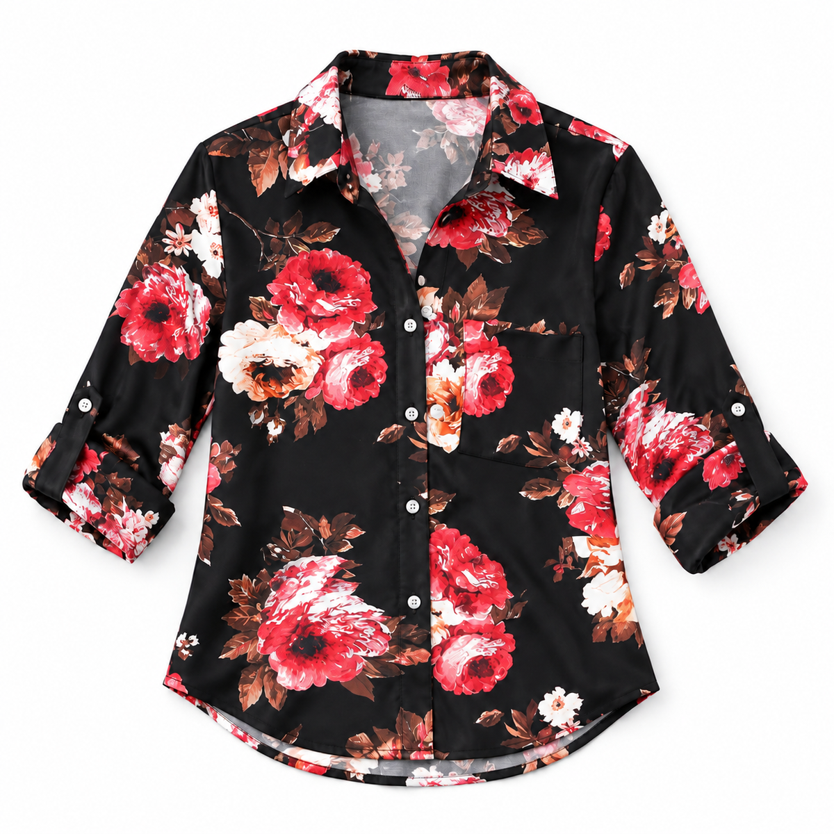 Blusa de Satén para Mujer con Estampado Geométrico | Corte Regular | Abotonada, Manga Larga, Resistente a Arrugas | Ropa de Trabajo, Ropa de Noche