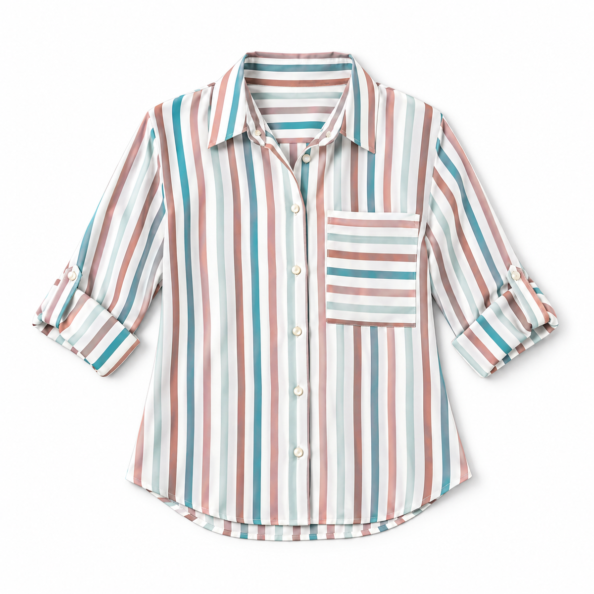 Blusa de Satén para Mujer con Estampado Geométrico | Corte Regular | Abotonada, Manga Larga, Resistente a Arrugas | Ropa de Trabajo, Ropa de Noche