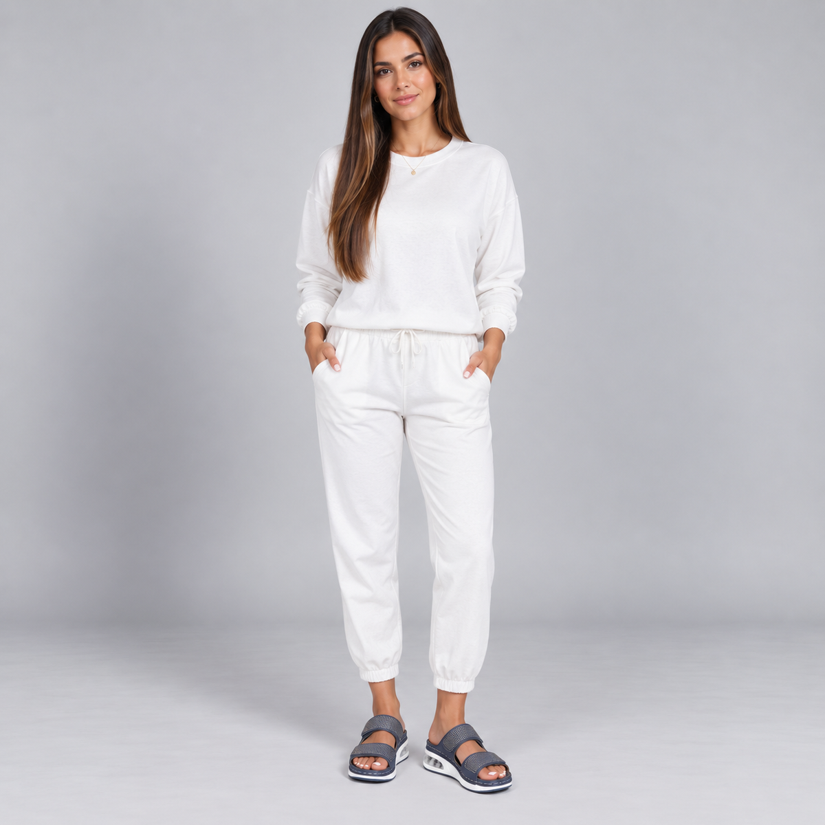 Sandalias de cuña para mujer con pedrería y acolchado