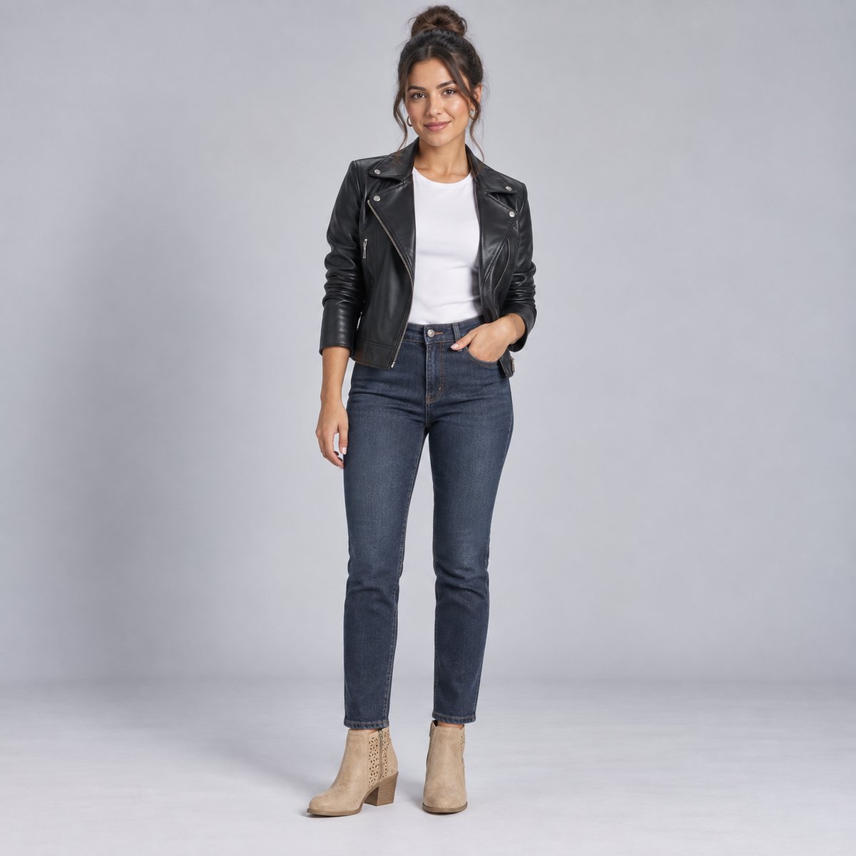 Botines de Mujer Calados con Tacón Bajo y Cremallera | Diseño Perforado y Punta Versátil | Estilo Casual para Otoño y Primavera