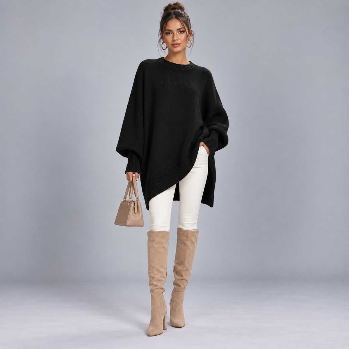 Jersey de punto fino para mujer con corte entallado