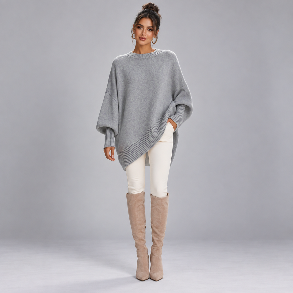Jersey de punto fino para mujer con corte entallado