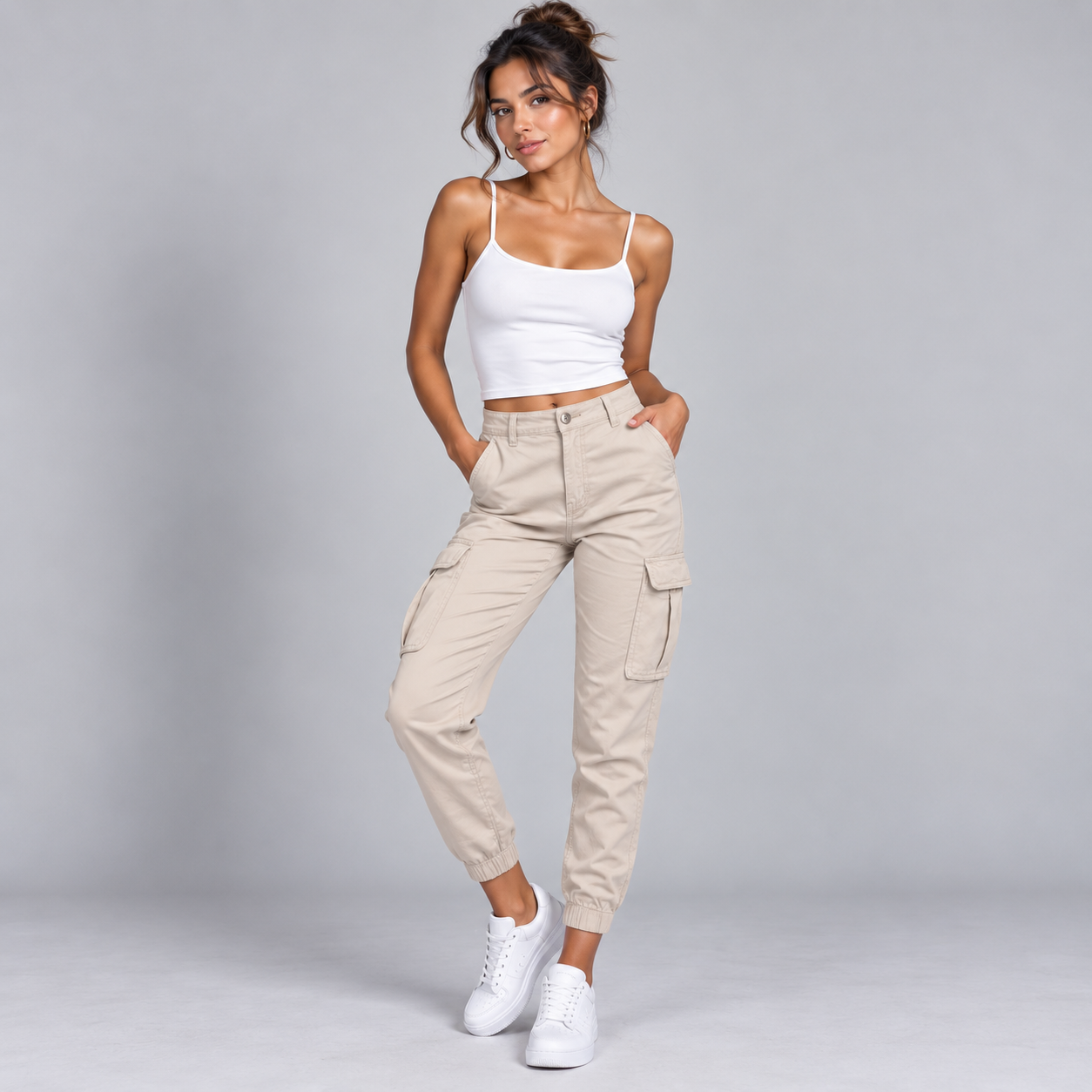 Pantalón Cargo para Mujer con Múltiples Bolsillos | Corte Relajado y Pierna Larga | Estilo Urbano para Uso Diario y Viajes