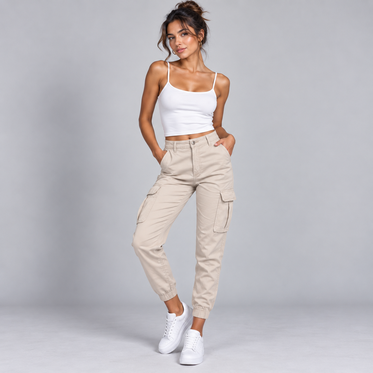 Pantalón Cargo para Mujer con Múltiples Bolsillos | Corte Relajado y Pierna Larga | Estilo Urbano para Uso Diario y Viajes