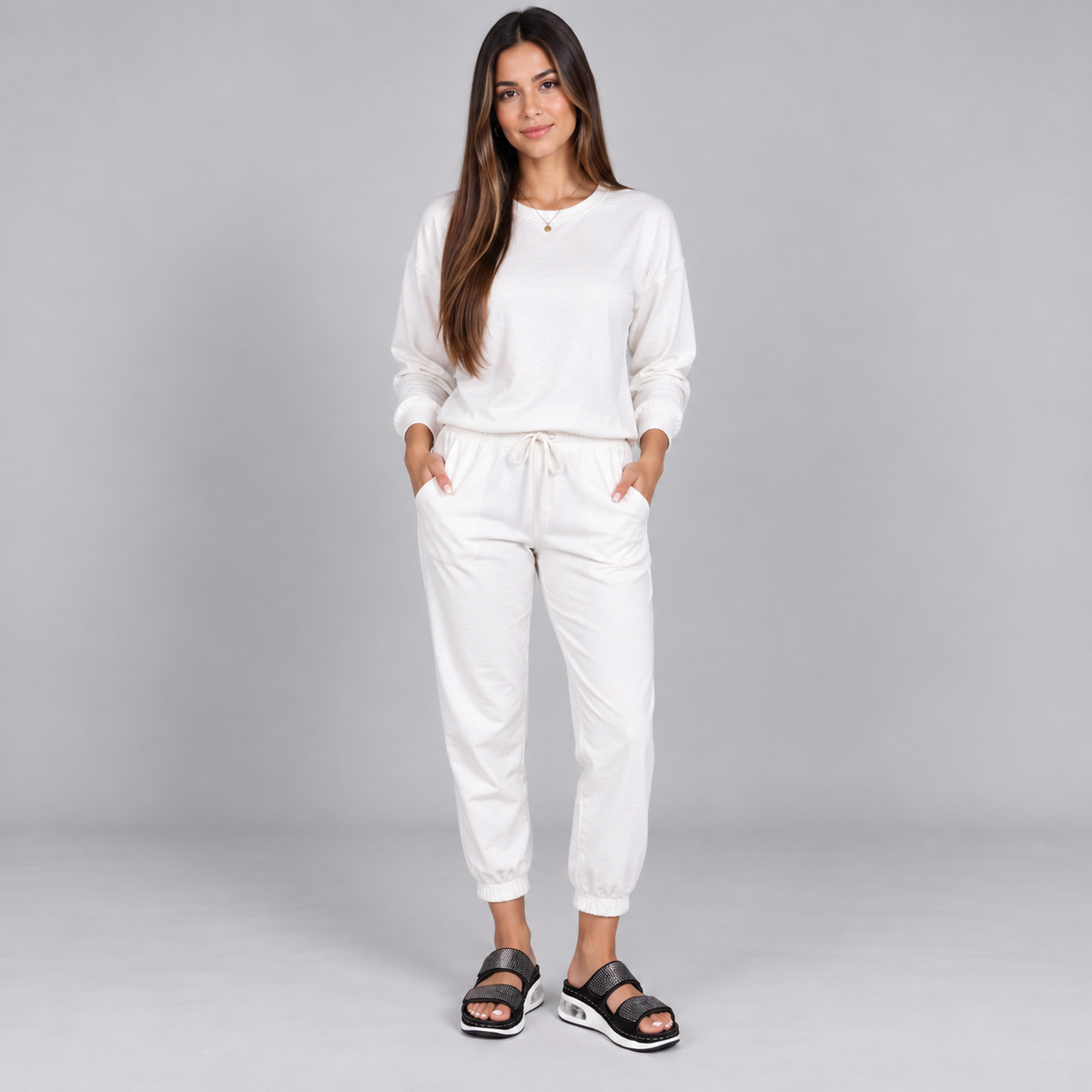Sandalias de cuña para mujer con pedrería y acolchado