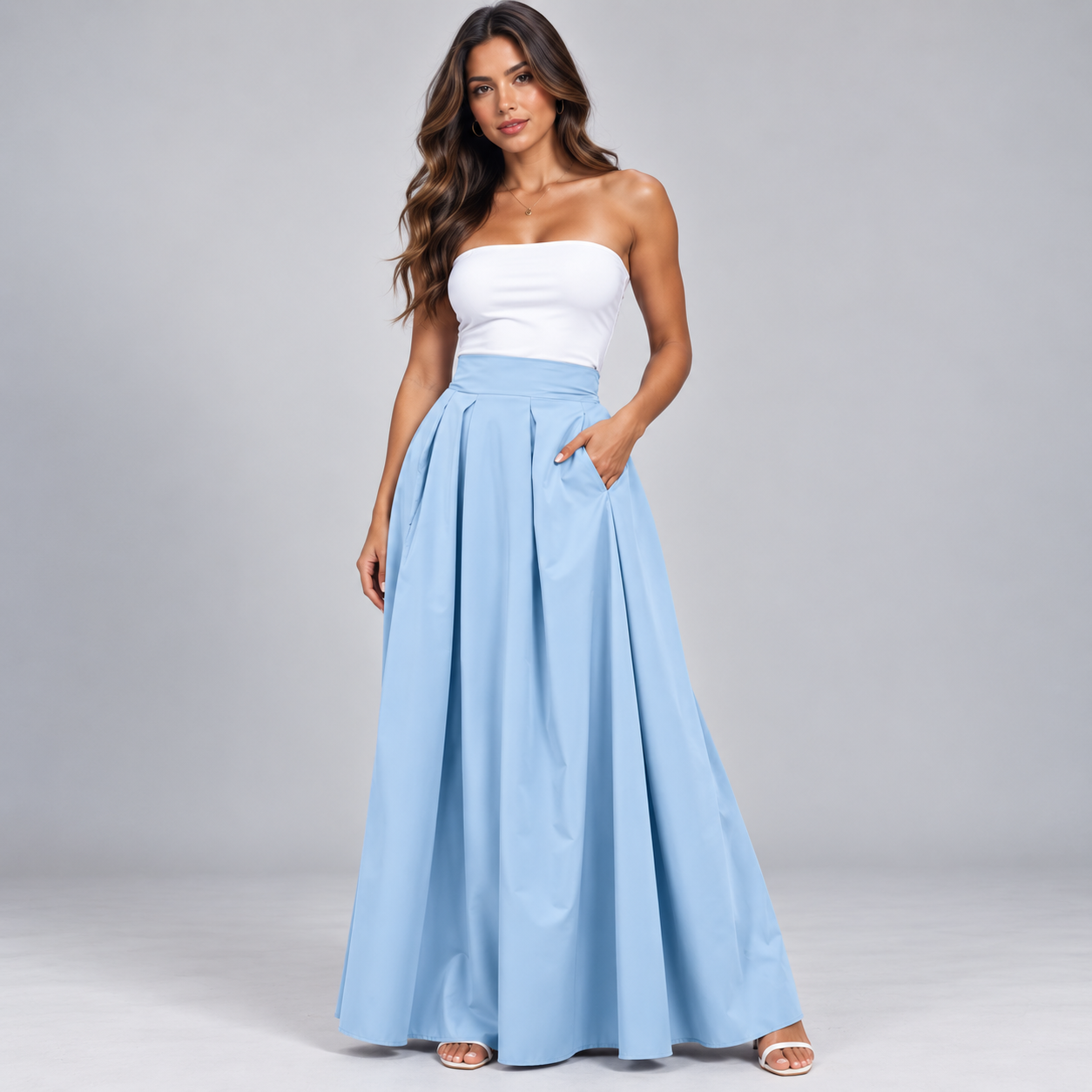 Falda Maxi Plisada de Talle Alto | Silueta Fluida en Línea A | Tejido Ligero y Transpirable para Looks Diarios y Especiales