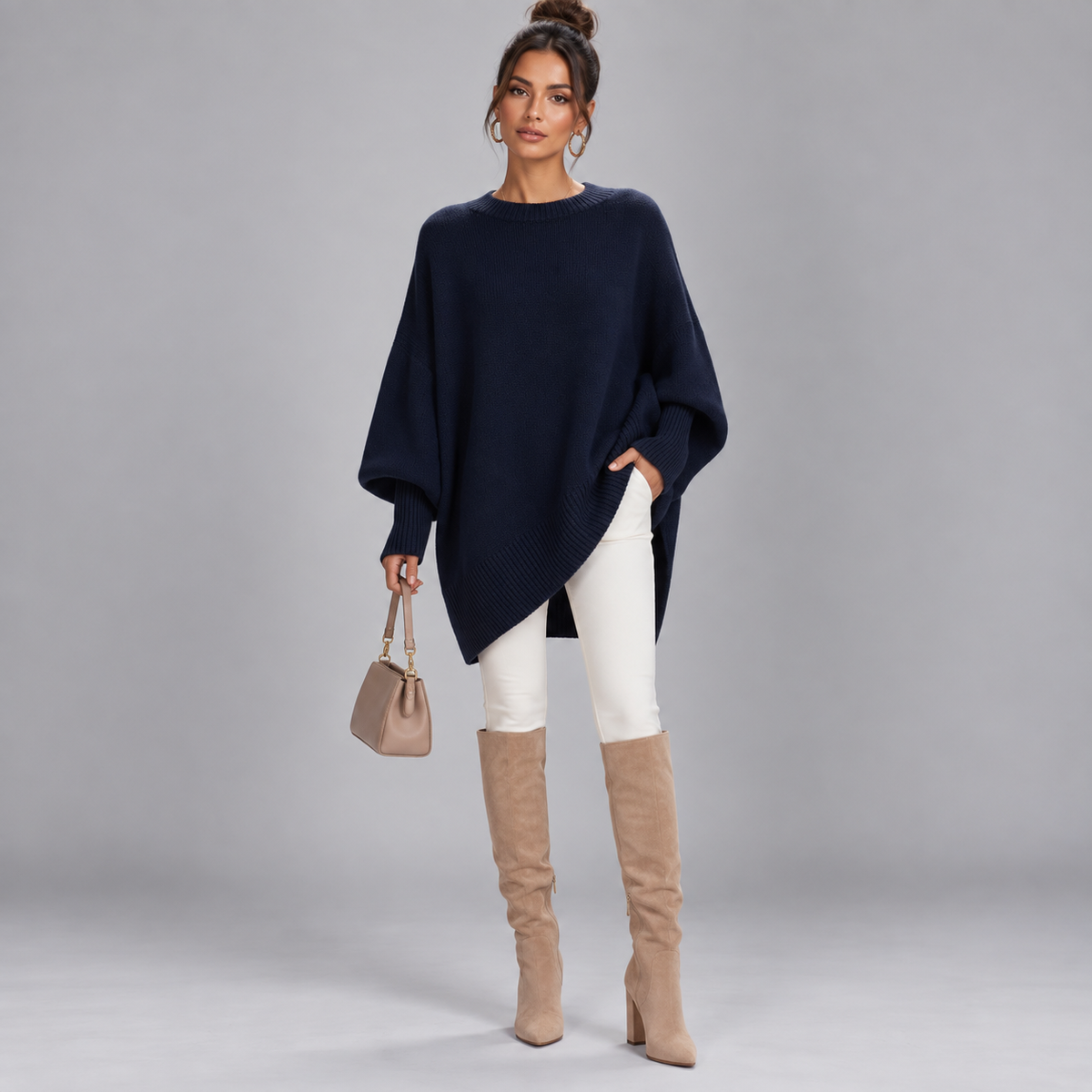 Jersey de punto fino para mujer con corte entallado