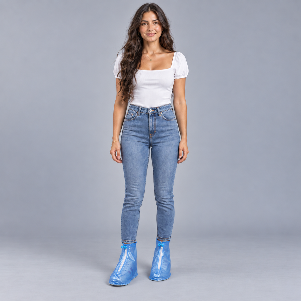 Cubrezapatos de poliéster premium con cremallera frontal