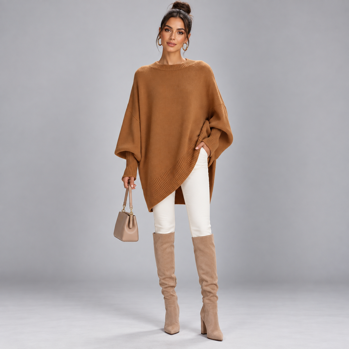 Jersey de punto fino para mujer con corte entallado