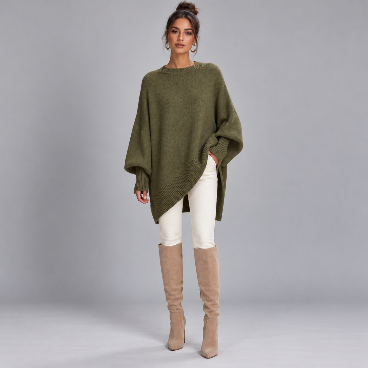 Jersey de punto fino para mujer con corte entallado