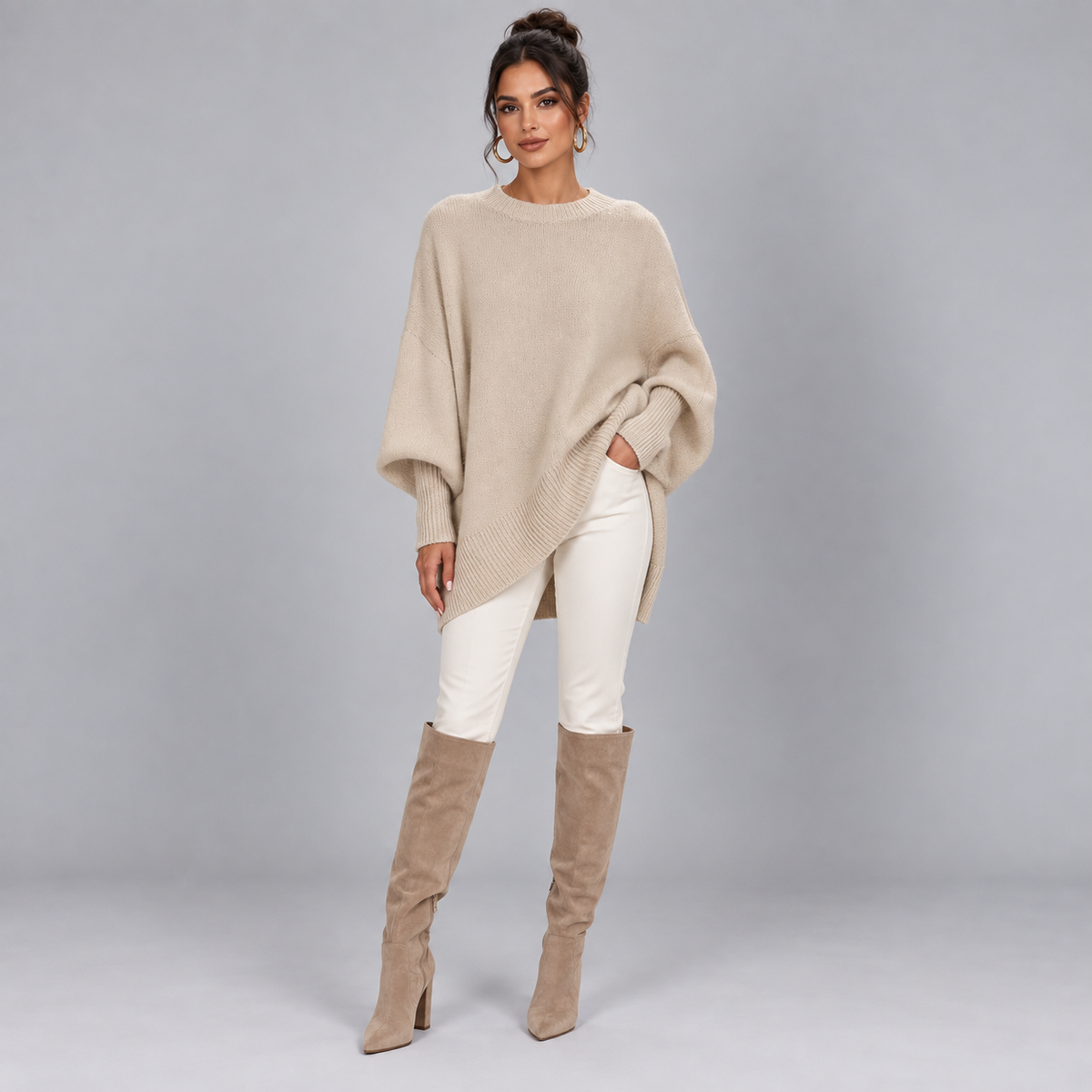Jersey de punto fino para mujer con corte entallado