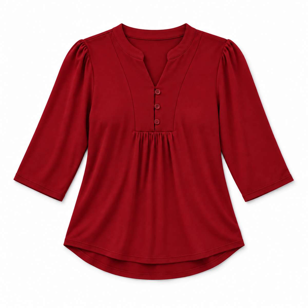 Blusa Bohemia de Mujer con Cuello en V | Corte Holgado | Detalles Plisados, Mangas 3/4, Estilo Versátil | Casual Elegante, Fin de Semana