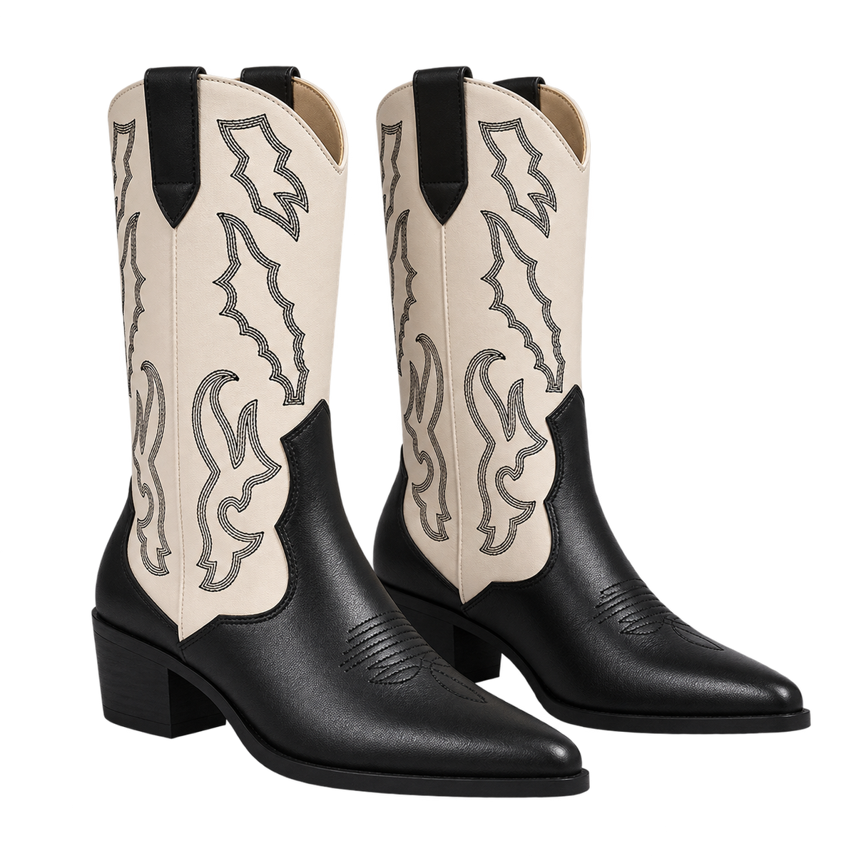 Botas de vaquero para mujer con bordado y tacón bloque