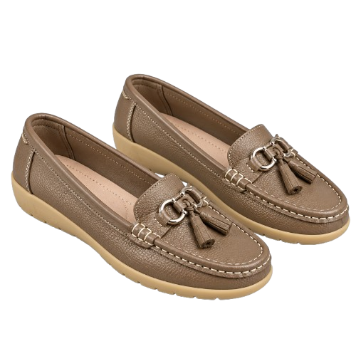 Mocasines ortopédicos de cuero para mujer | Sin cordones, plantilla acolchada | Soporte ergonómico, tacón bajo | Zapatos de oficina | Zapatos para uso diario