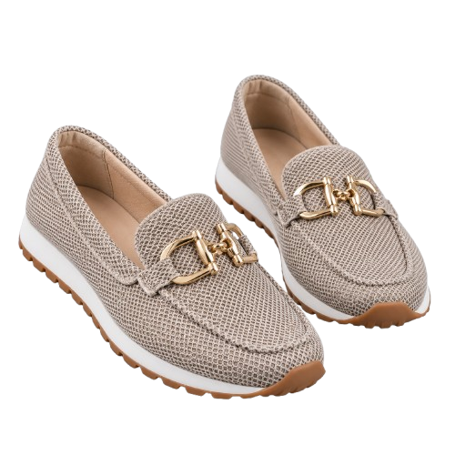 Mocasines Ortopédicos para Mujer con Parte Superior Textil | Cierre de Deslizamiento | Accento Metálico, Suela Flexible, Comodidad Todo el Día | Zapatos de Trabajo