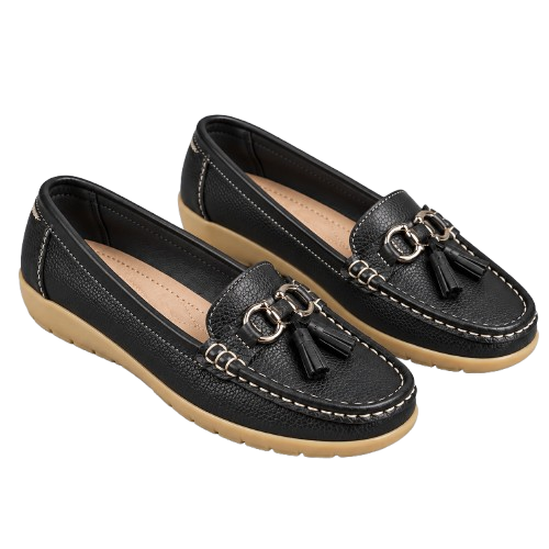 Mocasines ortopédicos de cuero para mujer | Sin cordones, plantilla acolchada | Soporte ergonómico, tacón bajo | Zapatos de oficina | Zapatos para uso diario