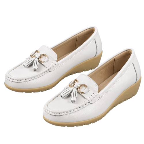 Mocasines ortopédicos de cuero para mujer | Sin cordones, plantilla acolchada | Soporte ergonómico, tacón bajo | Zapatos de oficina | Zapatos para uso diario