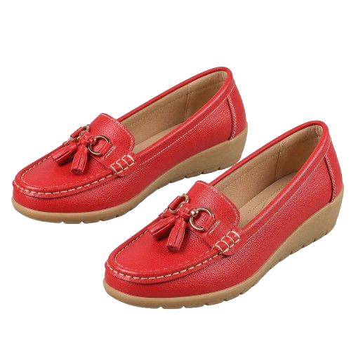Mocasines ortopédicos de cuero para mujer | Sin cordones, plantilla acolchada | Soporte ergonómico, tacón bajo | Zapatos de oficina | Zapatos para uso diario