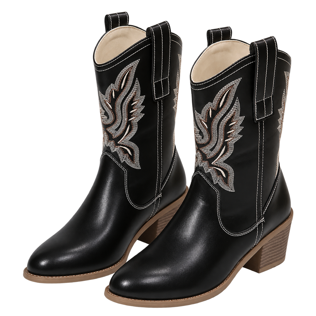 Botines vaqueros de mujer con bordado a mano