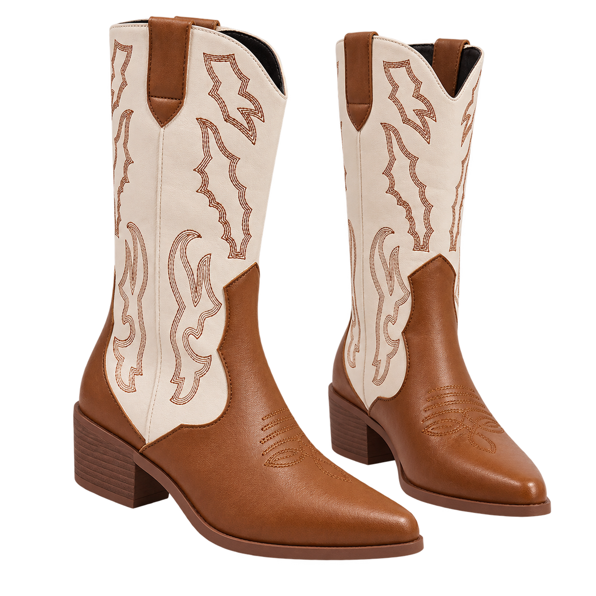 Botas de vaquero para mujer con bordado y tacón bloque