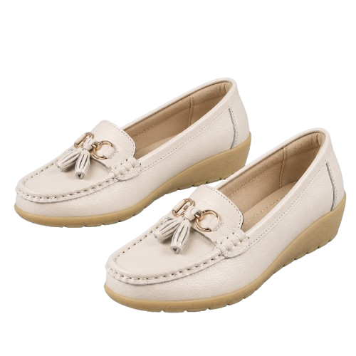 Mocasines ortopédicos de cuero para mujer | Sin cordones, plantilla acolchada | Soporte ergonómico, tacón bajo | Zapatos de oficina | Zapatos para uso diario