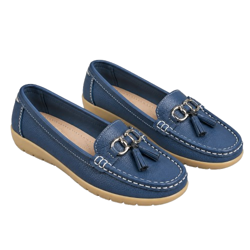 Mocasines ortopédicos de cuero para mujer | Sin cordones, plantilla acolchada | Soporte ergonómico, tacón bajo | Zapatos de oficina | Zapatos para uso diario