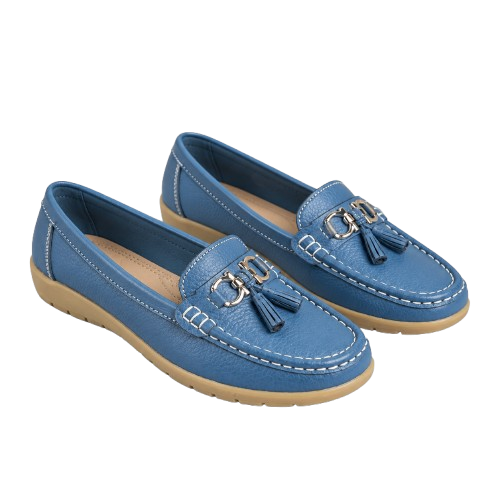 Mocasines ortopédicos de cuero para mujer | Sin cordones, plantilla acolchada | Soporte ergonómico, tacón bajo | Zapatos de oficina | Zapatos para uso diario