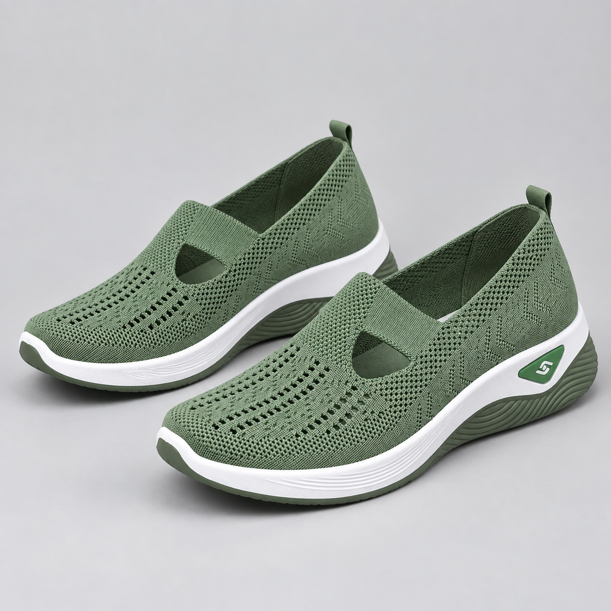 Zapatillas con Cuña Interior y Malla Transpirable | Diseño Sin Cordones y Plantilla Acolchada | Suela Antideslizante para Mujer
