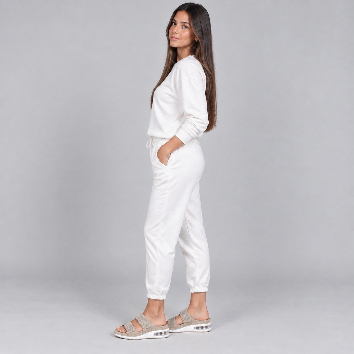 Sandalias de cuña para mujer con pedrería y acolchado