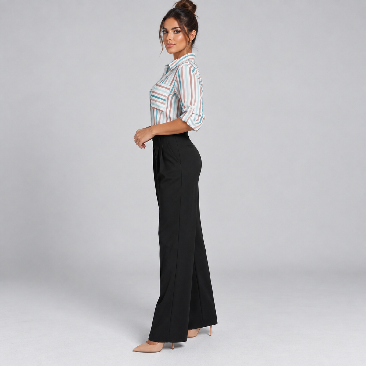 Blusa de Satén para Mujer con Estampado Geométrico | Corte Regular | Abotonada, Manga Larga, Resistente a Arrugas | Ropa de Trabajo, Ropa de Noche