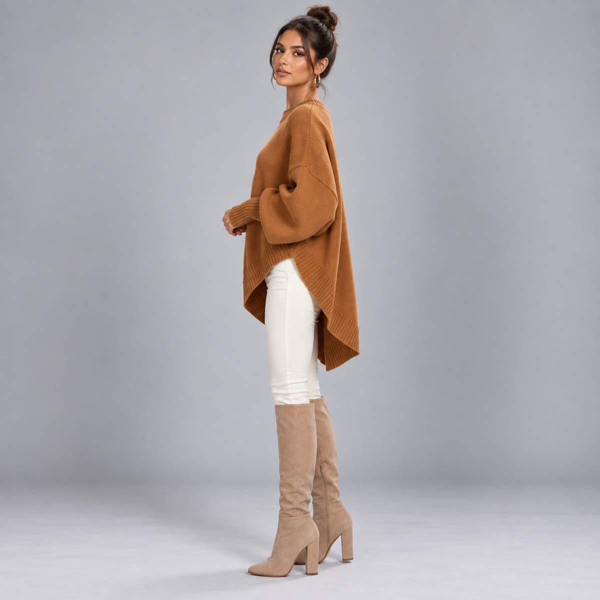 Jersey de punto fino para mujer con corte entallado