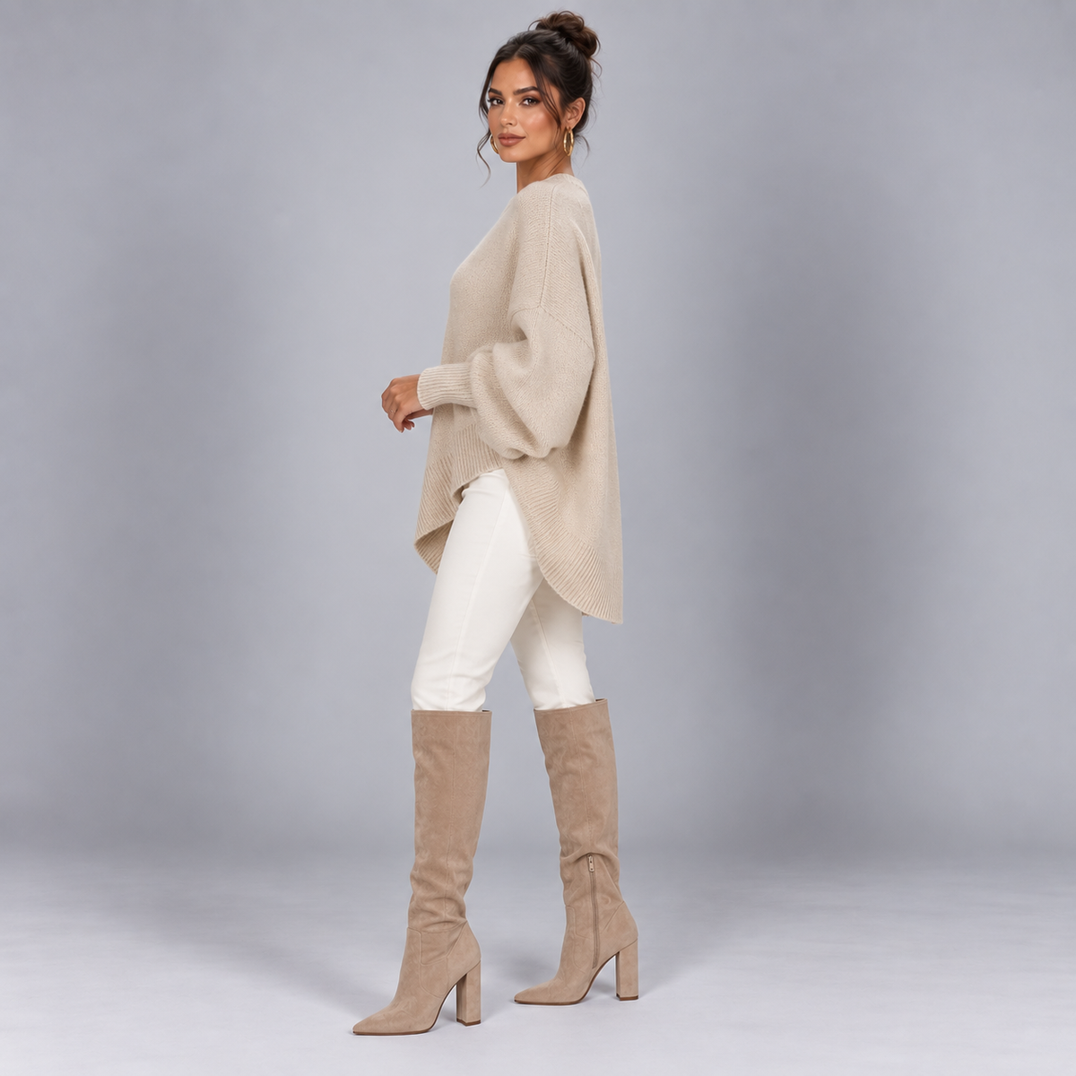 Jersey de punto fino para mujer con corte entallado