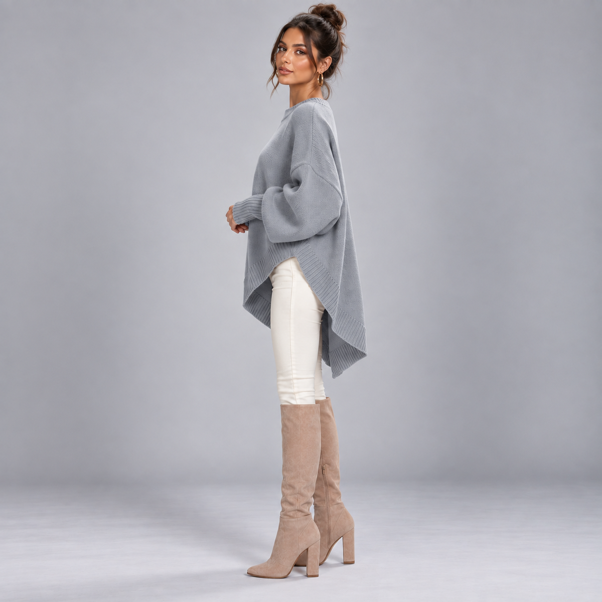 Jersey de punto fino para mujer con corte entallado