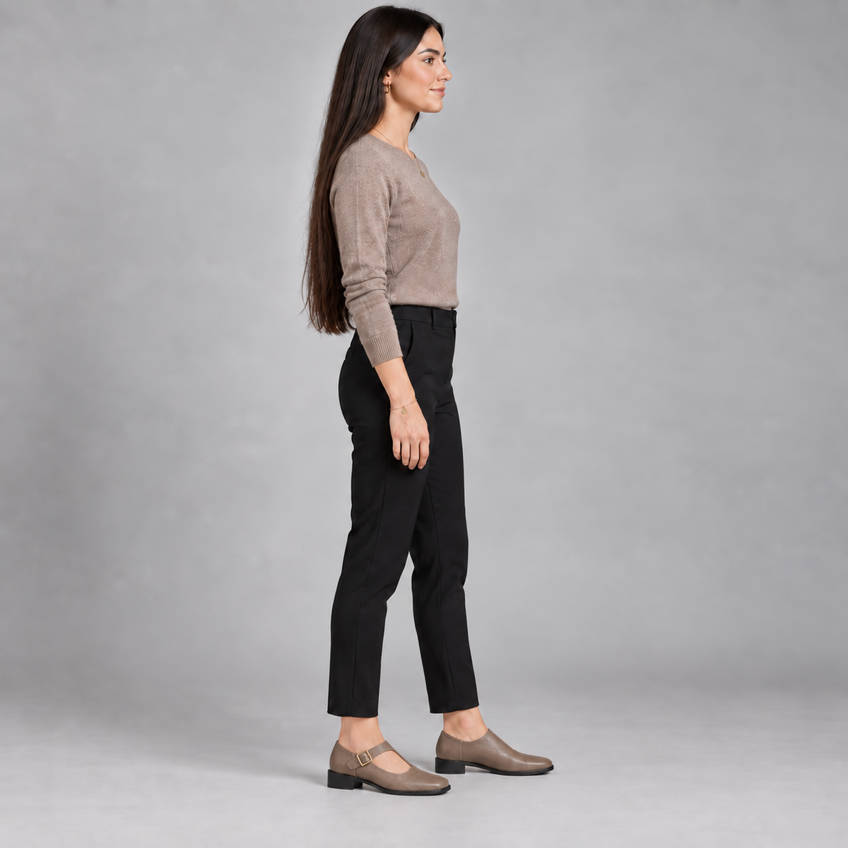 Bailarinas de cuero sintético para mujer con punta cuadrada y hebilla