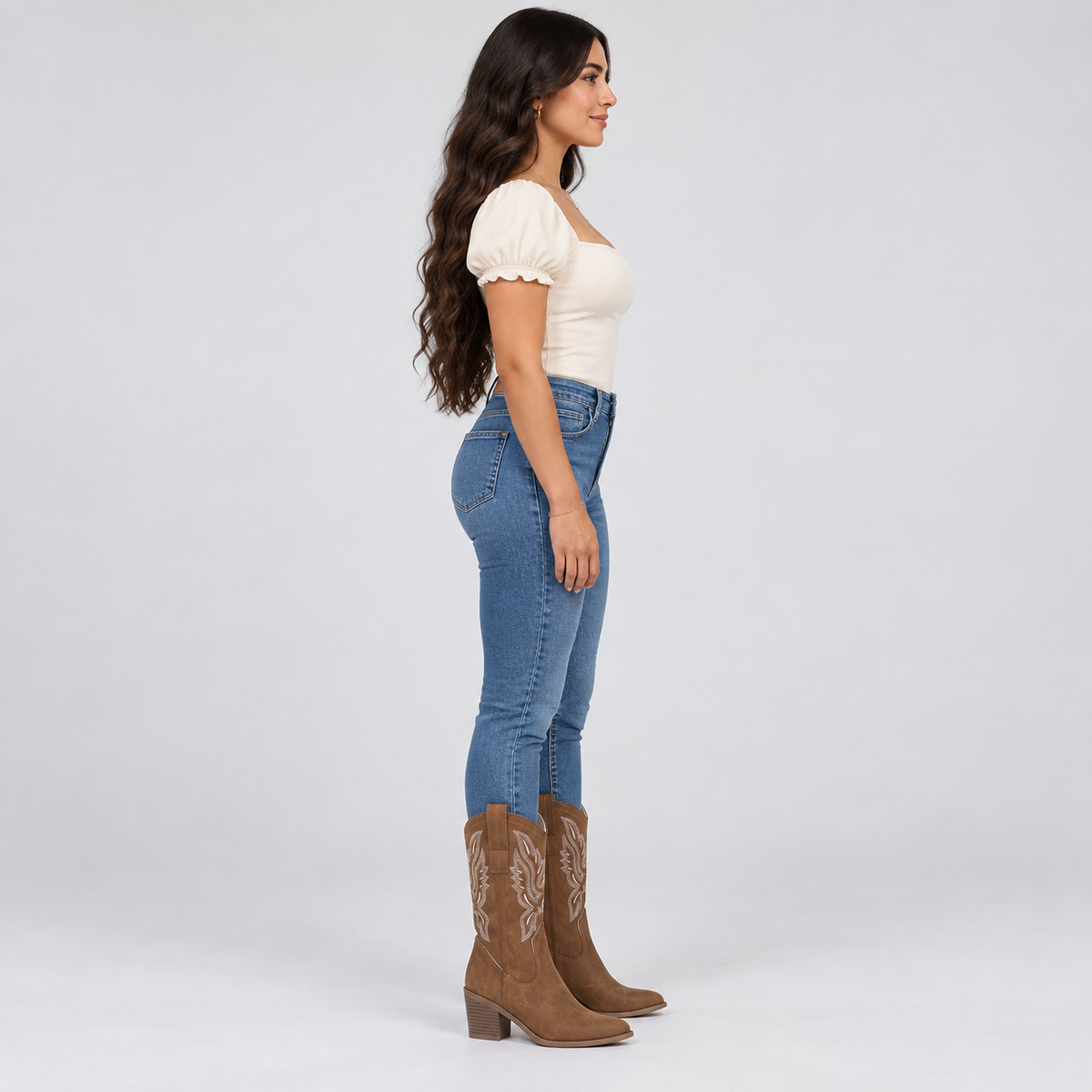 Botines vaqueros de mujer con bordado a mano