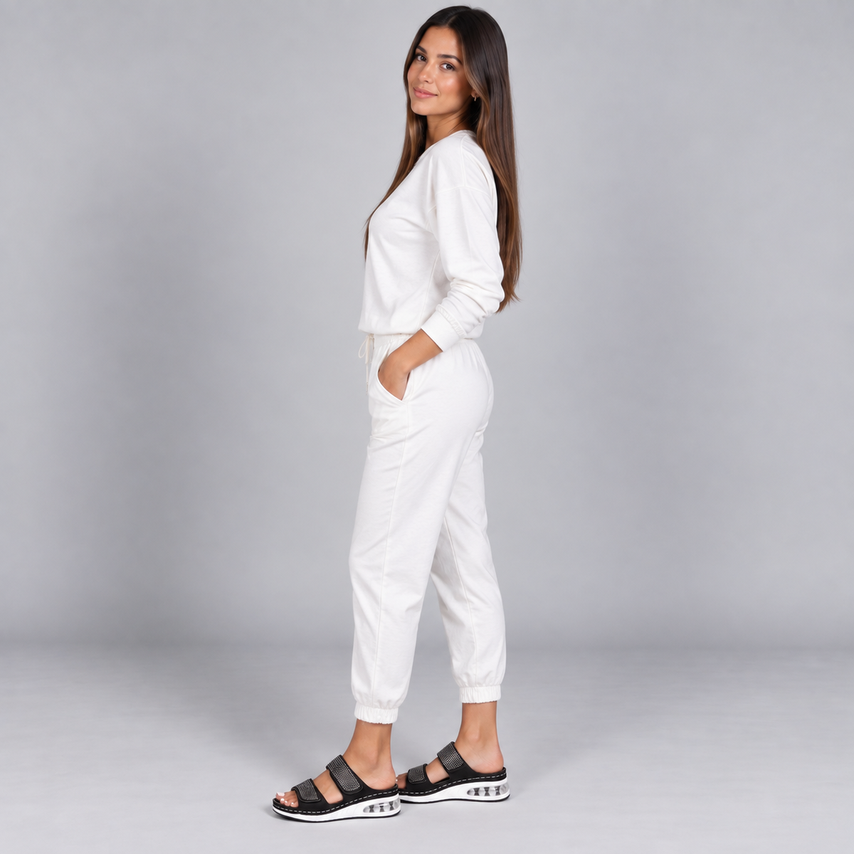 Sandalias de cuña para mujer con pedrería y acolchado