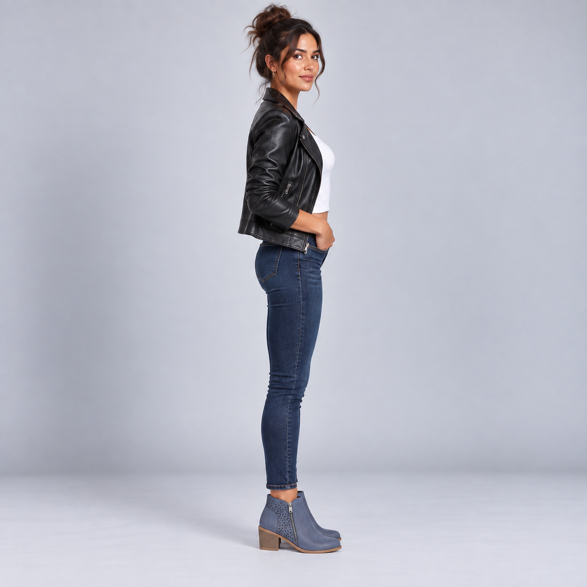 Botines de Mujer Calados con Tacón Bajo y Cremallera | Diseño Perforado y Punta Versátil | Estilo Casual para Otoño y Primavera