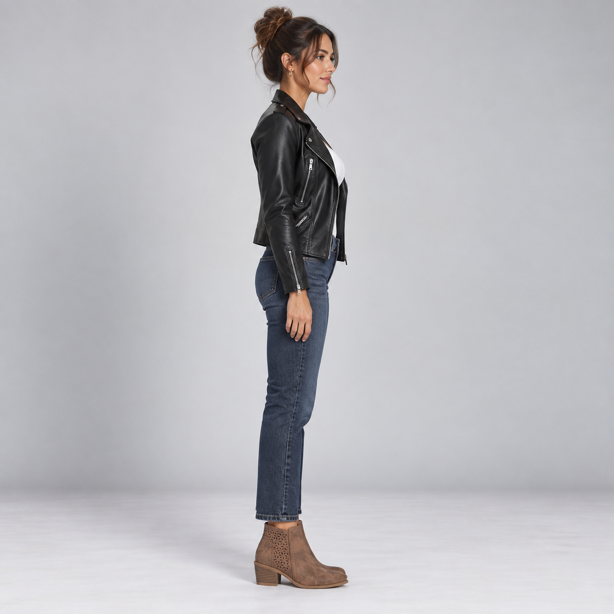 Botines de Mujer Calados con Tacón Bajo y Cremallera | Diseño Perforado y Punta Versátil | Estilo Casual para Otoño y Primavera