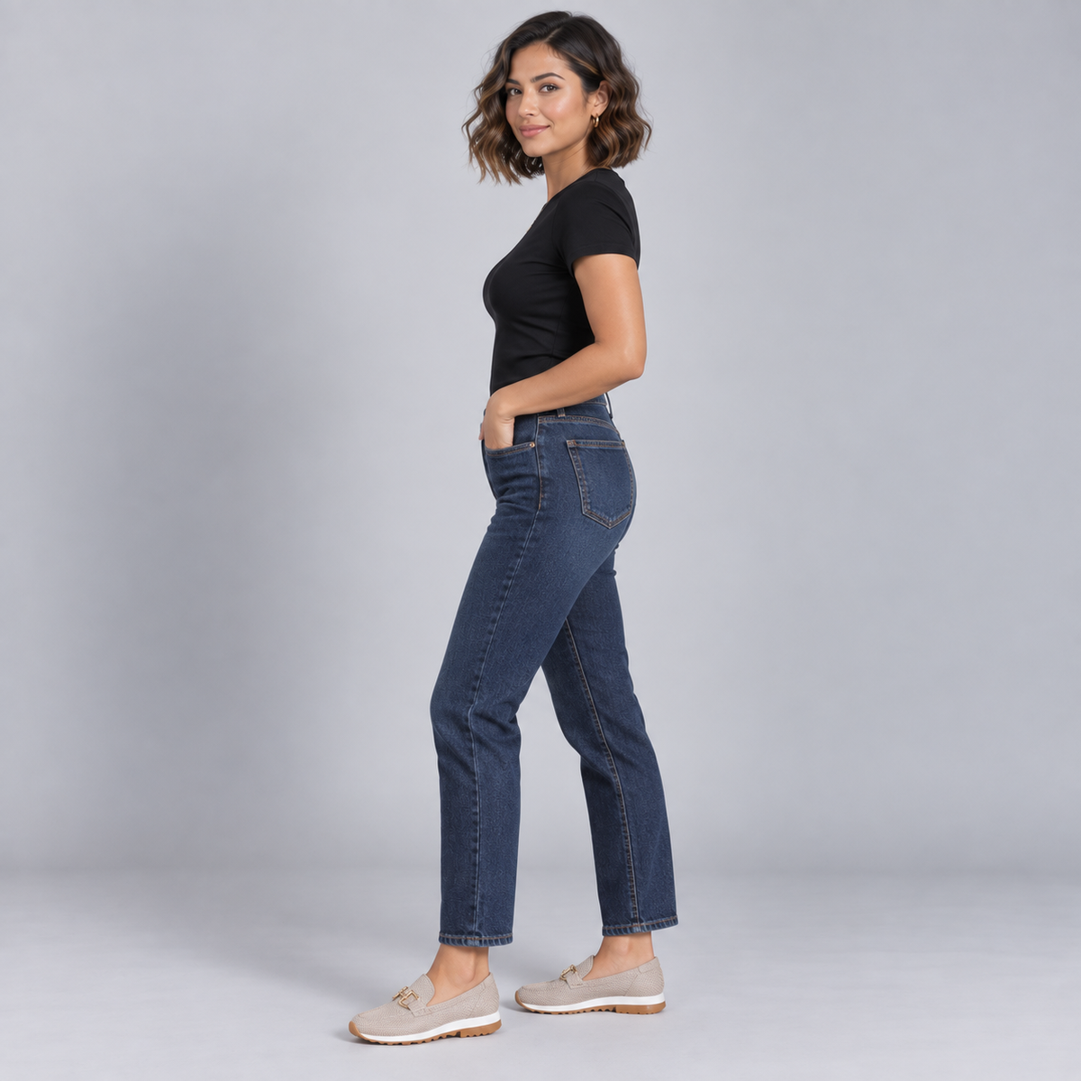 Mocasines Ortopédicos para Mujer con Parte Superior Textil | Cierre de Deslizamiento | Accento Metálico, Suela Flexible, Comodidad Todo el Día | Zapatos de Trabajo