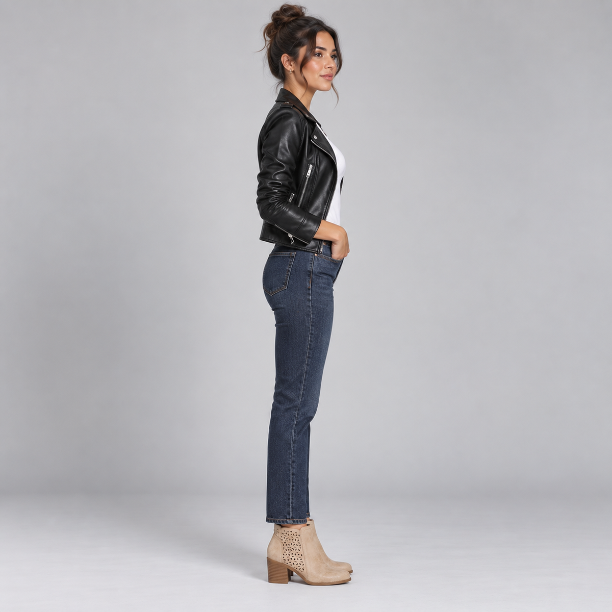 Botines de Mujer Calados con Tacón Bajo y Cremallera | Diseño Perforado y Punta Versátil | Estilo Casual para Otoño y Primavera